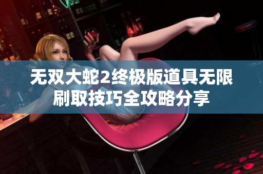 无双大蛇2终极版道具无限刷取技巧全攻略分享