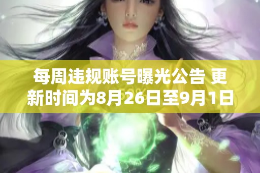 每周违规账号曝光公告 更新时间为8月26日至9月1日