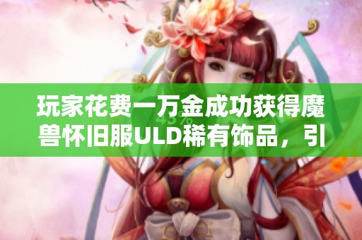 玩家花费一万金成功获得魔兽怀旧服ULD稀有饰品，引发热议