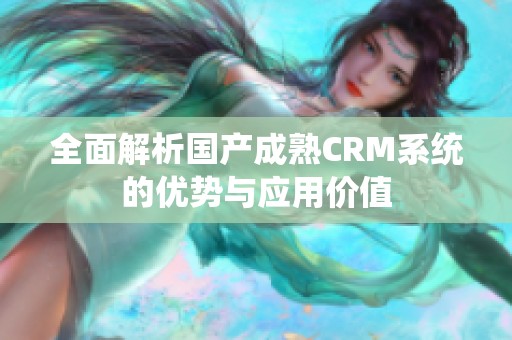 全面解析国产成熟CRM系统的优势与应用价值