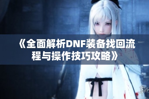 《全面解析DNF装备找回流程与操作技巧攻略》