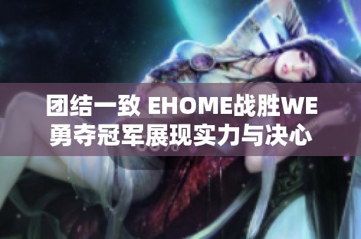 团结一致 EHOME战胜WE勇夺冠军展现实力与决心