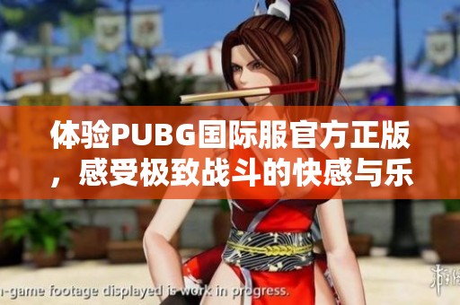 体验PUBG国际服官方正版，感受极致战斗的快感与乐趣