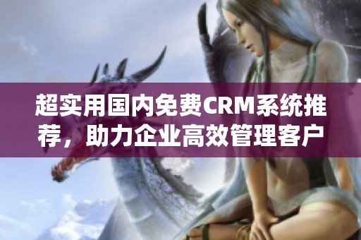 超实用国内免费CRM系统推荐，助力企业高效管理客户关系