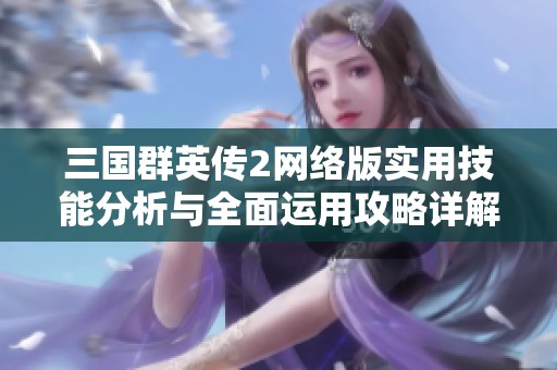 三国群英传2网络版实用技能分析与全面运用攻略详解