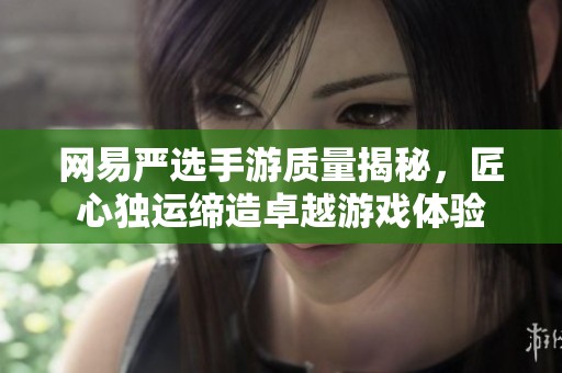 网易严选手游质量揭秘，匠心独运缔造卓越游戏体验